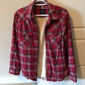 Lined silk sheepskin lumber shirt